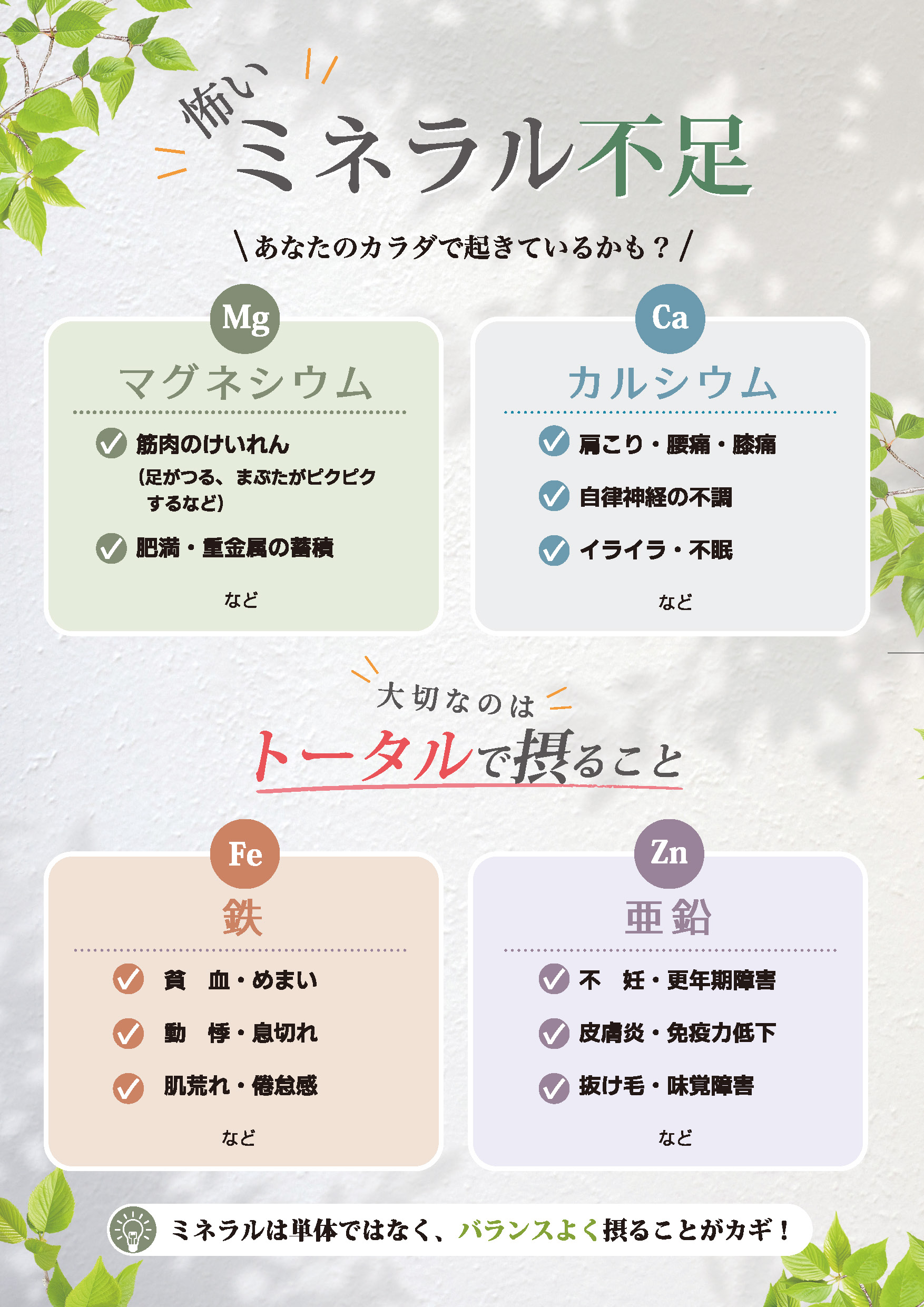 怖いミネラル不足について解説した画像